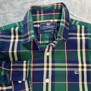 Vineyard Vines Mens Slim Fit Whale Shirt Plaid Long Sleeve Button Down Medium